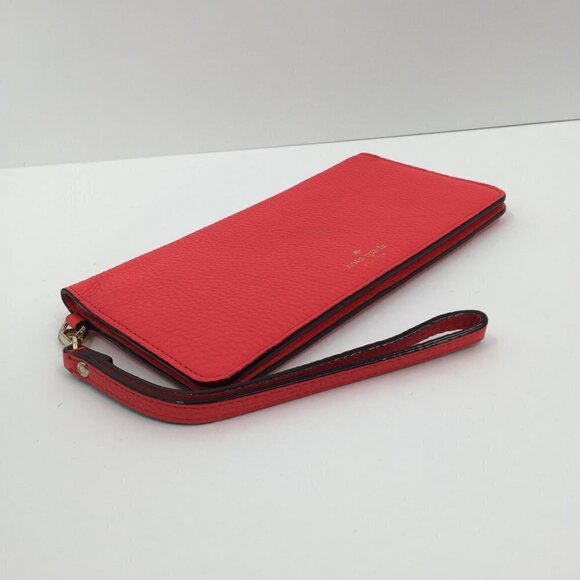 Kate Spade Erin Grey Street Geranium pink wallet wristlet leather clutch new - Picture 2 of 7